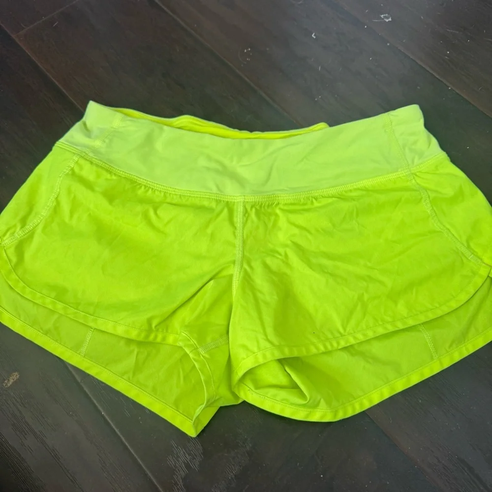 Lululemon Speed Up Shorts Neon Yellow | Running Active Gym Athletic 6 - Picture 7 of 8